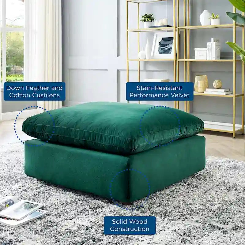 Commix Overstuffed Velvet Ottoman with Down Fill for Enhanced Comfort 22