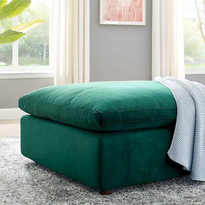 Commix Overstuffed Velvet Ottoman with Down Fill for Enhanced Comfort 23