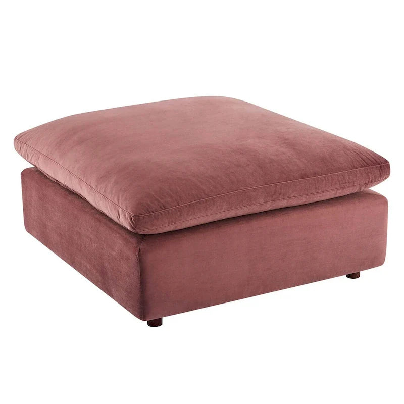 Commix Overstuffed Velvet Ottoman with Down Fill for Enhanced Comfort 25