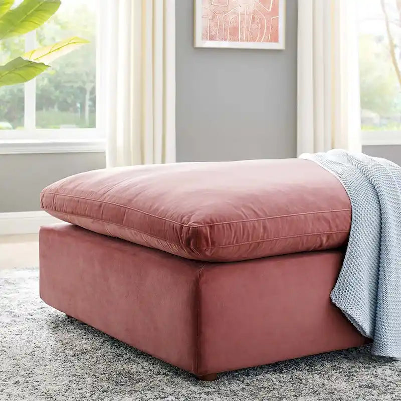 Commix Overstuffed Velvet Ottoman with Down Fill for Enhanced Comfort 29