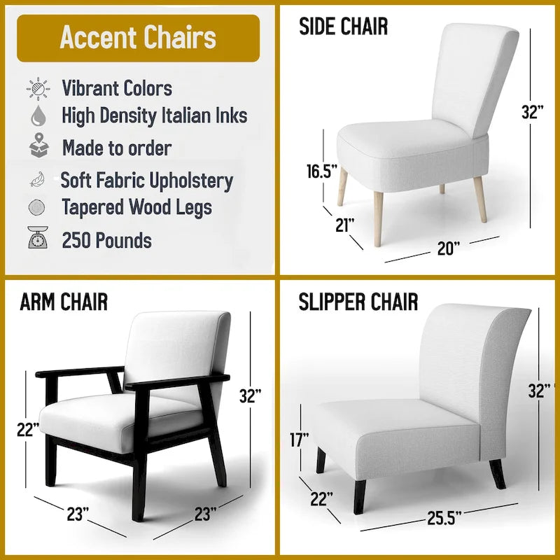 Designart Marble Serenity Gray Watercolor Waves Upholstered Accent Chair with Abstract Shapes 5