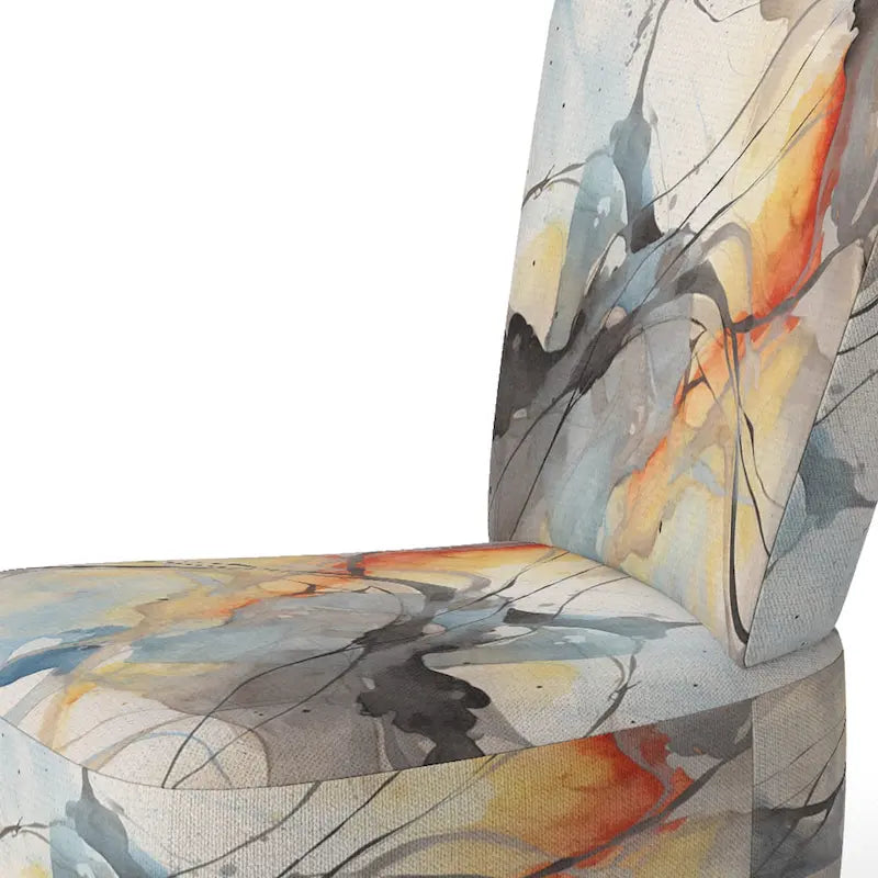 Designart Marble Serenity Gray Watercolor Waves Upholstered Accent Chair with Abstract Shapes 10