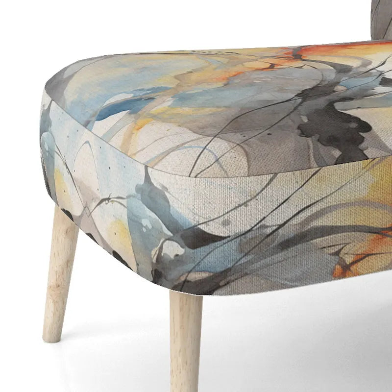 Designart Marble Serenity Gray Watercolor Waves Upholstered Accent Chair with Abstract Shapes 11
