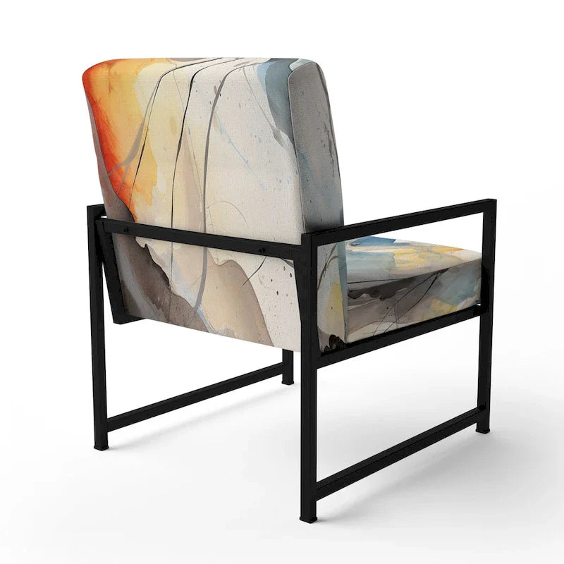 Designart Marble Serenity Gray Watercolor Waves Upholstered Accent Chair with Abstract Shapes 15