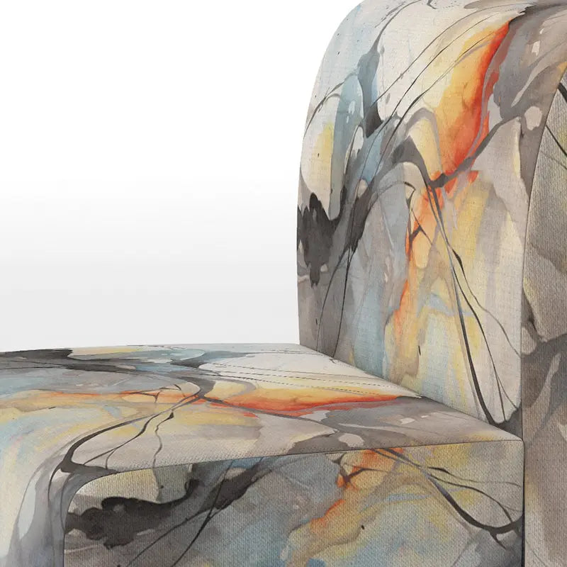 Designart Marble Serenity Gray Watercolor Waves Upholstered Accent Chair with Abstract Shapes 25