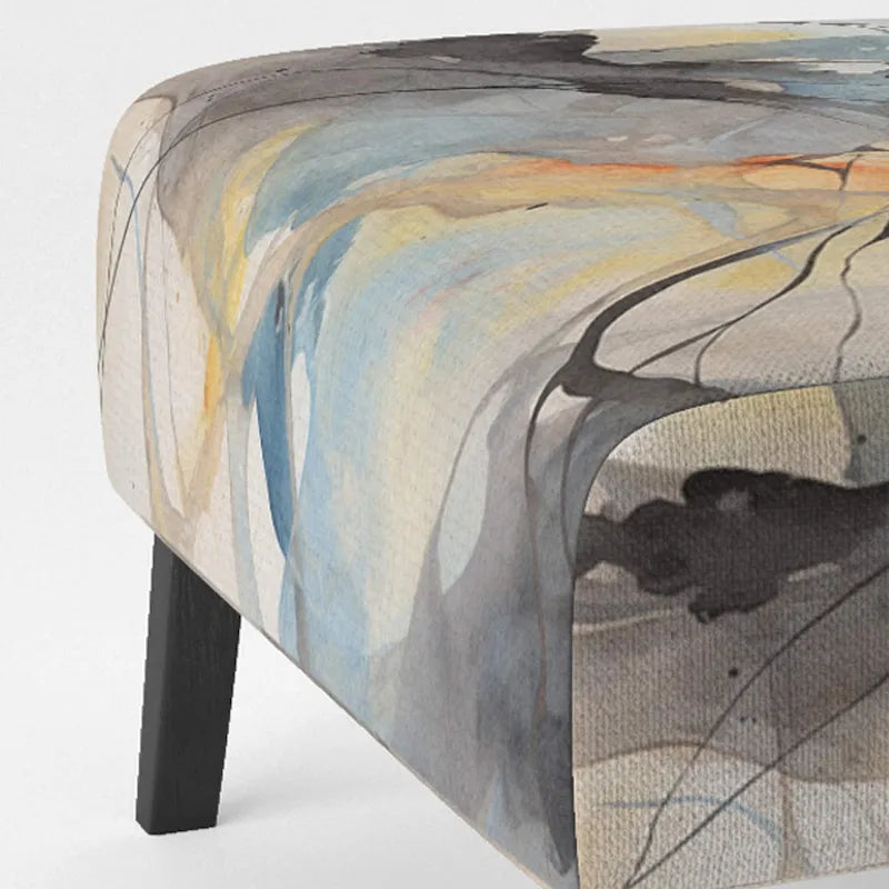 Designart Marble Serenity Gray Watercolor Waves Upholstered Accent Chair with Abstract Shapes 26