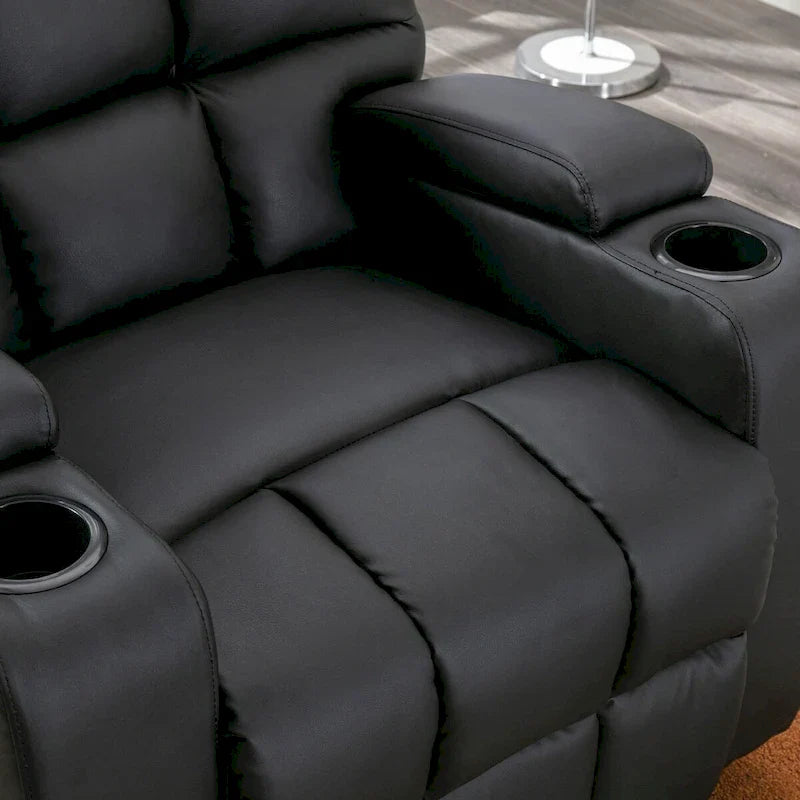 Manual Rocking Recliner Chair Featuring Massage Function and Cup Holders 2