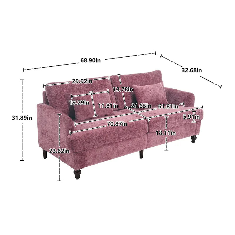 HOMEFUN Chenille Upholstered Loveseat and Armchair Set with Wooden Frame for Living Room 16