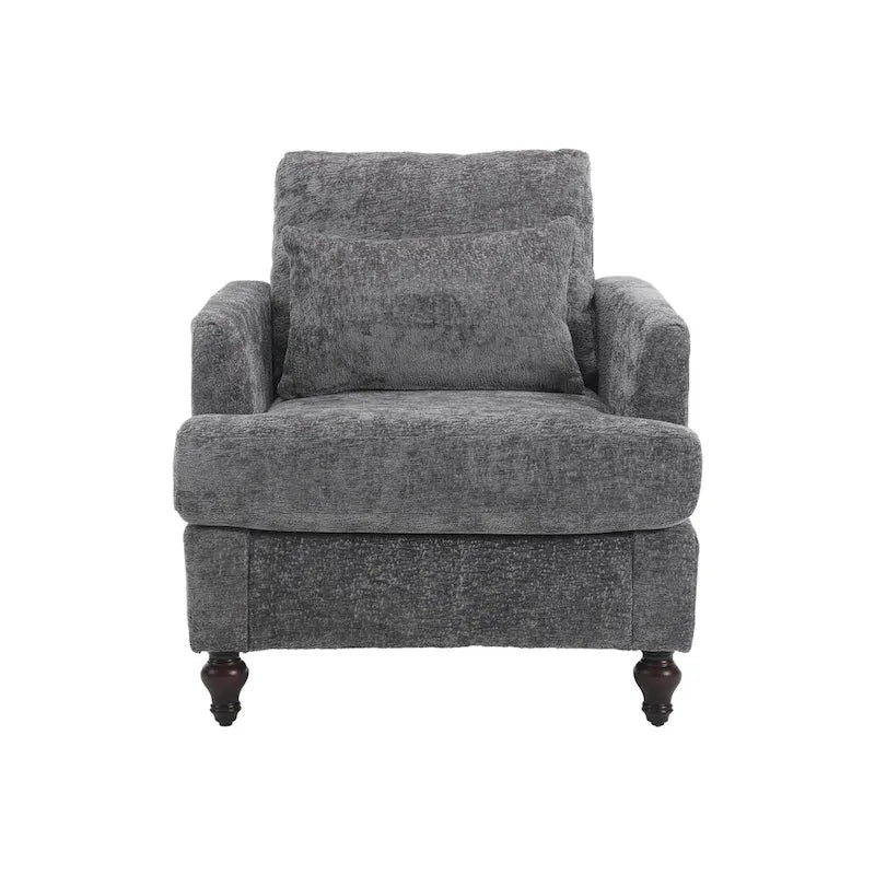HOMEFUN Chenille Upholstered Loveseat and Armchair Set with Wooden Frame for Living Room 21