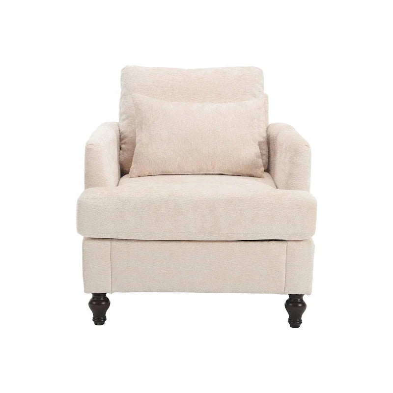 HOMEFUN Chenille Upholstered Loveseat and Armchair Set with Wooden Frame for Living Room 25
