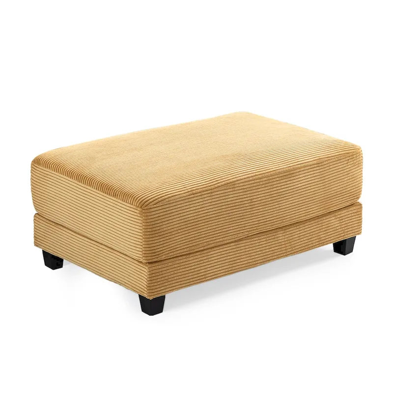 Oversized Corduroy Ottoman with Cushioned Top and Tapered Legs 36