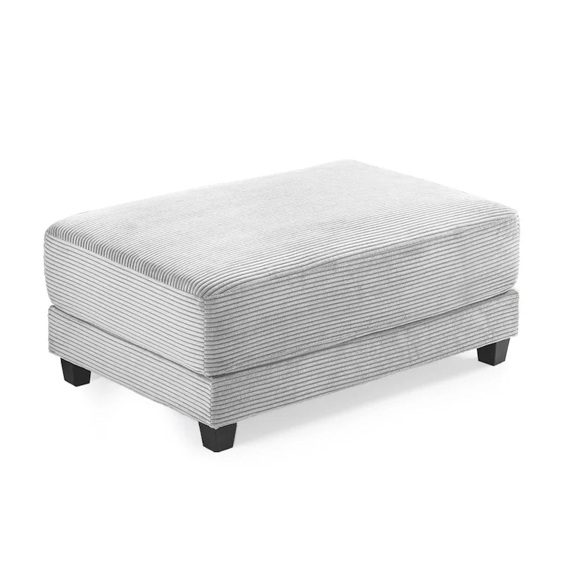 Oversized Corduroy Ottoman with Cushioned Top and Tapered Legs 37