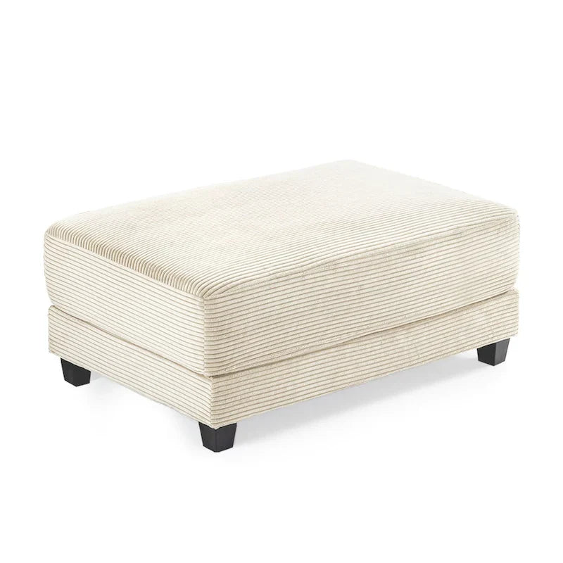 Oversized Corduroy Ottoman with Cushioned Top and Tapered Legs
