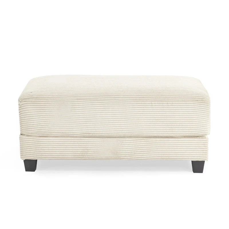 Oversized Corduroy Ottoman with Cushioned Top and Tapered Legs 6