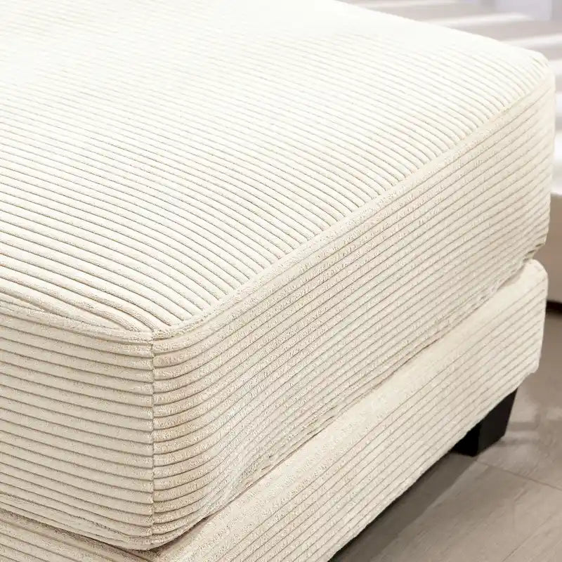 Oversized Corduroy Ottoman with Cushioned Top and Tapered Legs 9