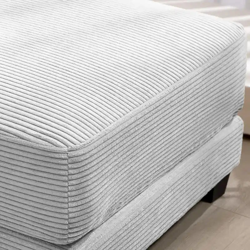 Oversized Corduroy Ottoman with Cushioned Top and Tapered Legs 18