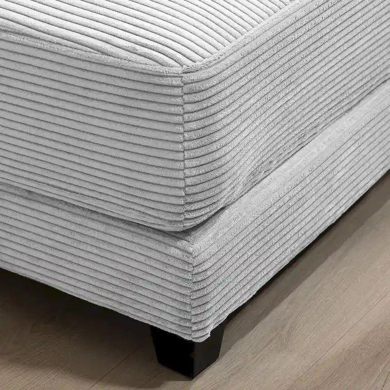 Oversized Corduroy Ottoman with Cushioned Top and Tapered Legs 19