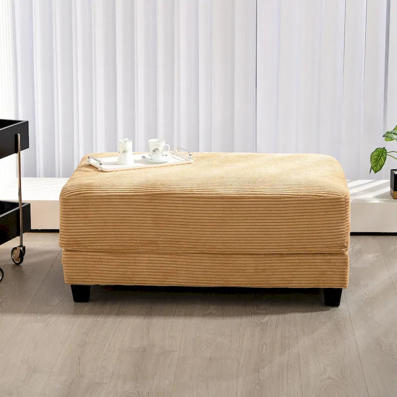 Oversized Corduroy Ottoman with Cushioned Top and Tapered Legs 24