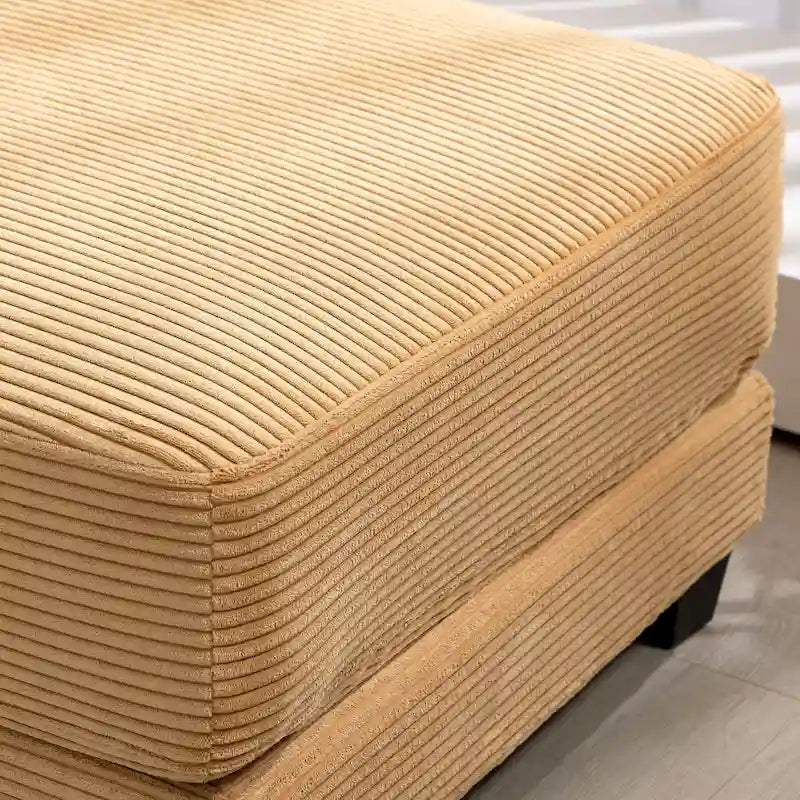 Oversized Corduroy Ottoman with Cushioned Top and Tapered Legs 28