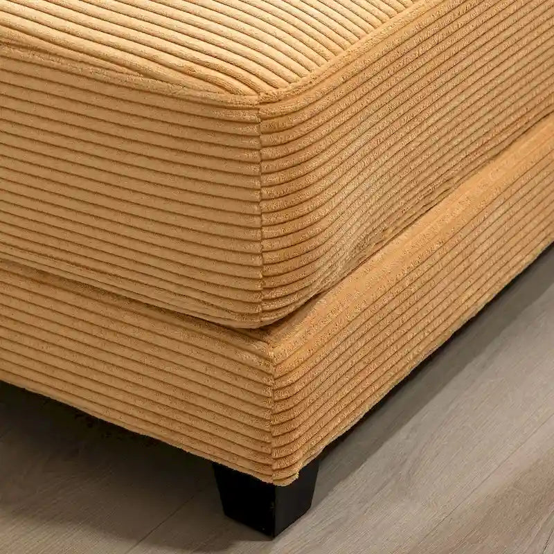 Oversized Corduroy Ottoman with Cushioned Top and Tapered Legs 29