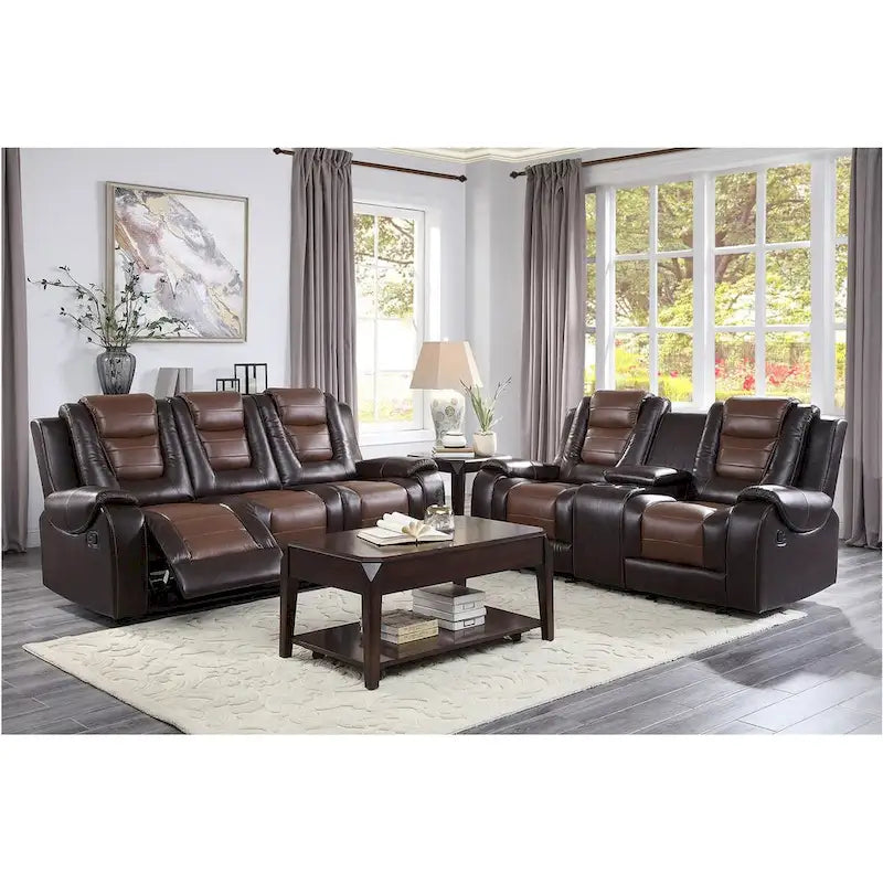 Grete Brown Luxury Faux Leather Living Room Collection 1