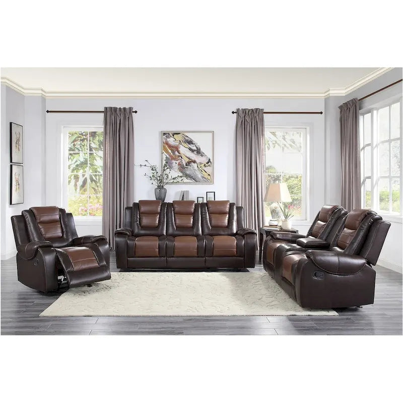 Grete Brown Luxury Faux Leather Living Room Collection 2