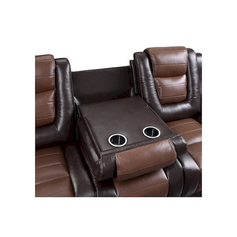 Grete Brown Luxury Faux Leather Living Room Collection 7