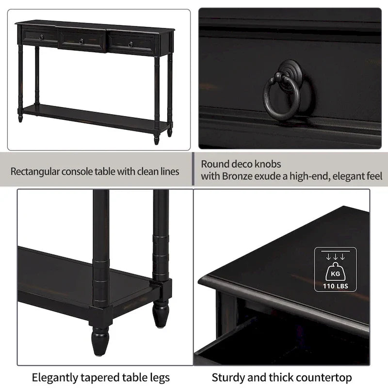 Entryway Console Table with Drawers - Stylish Sofa Table 24