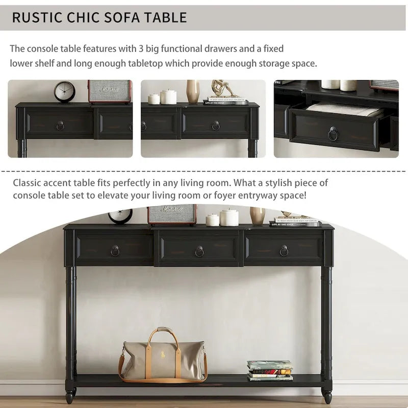 Entryway Console Table with Drawers - Stylish Sofa Table 26