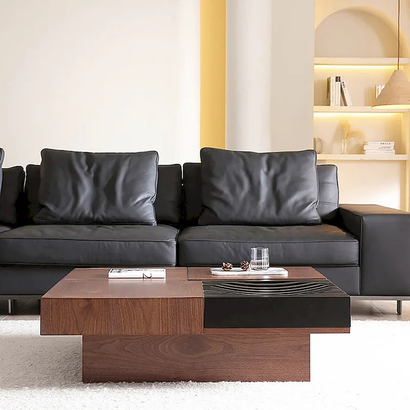 Walnut-Finished Mid-Century Modern Square Coffee Table for Living Rooms 18