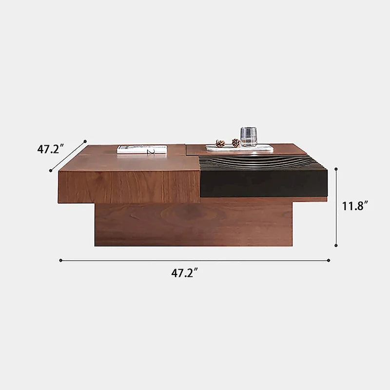 Walnut-Finished Mid-Century Modern Square Coffee Table for Living Rooms 20