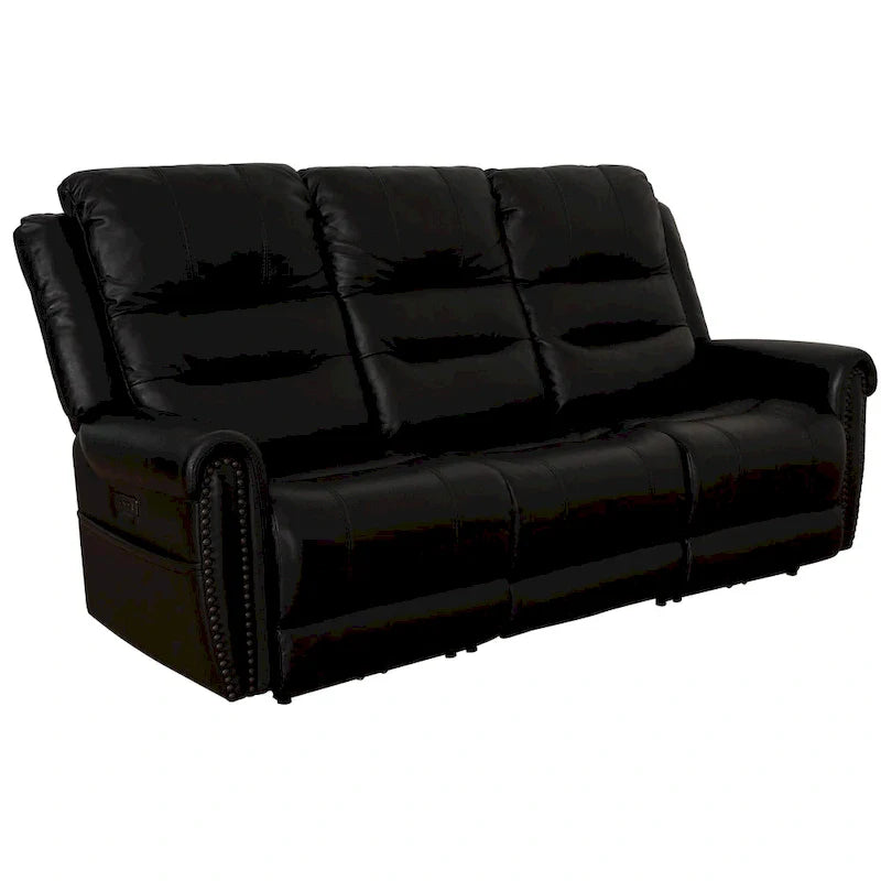 Authentic Leather Black Power Recliner Sofa Set: Loveseat and Recliner with Adjustable Headrest and Extendable Footrest 20