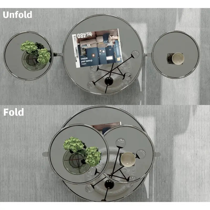 3-Tier Round Glass Coffee Table with 360-Degree Rotating Top 7
