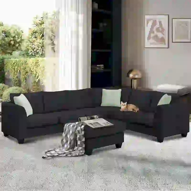 Versatile Reversible Sectional Sofa with Ottoman - Flexible Combination Module 36