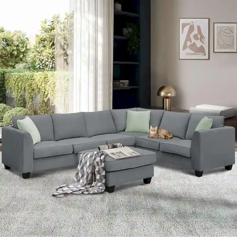 Versatile Reversible Sectional Sofa with Ottoman - Flexible Combination Module 37