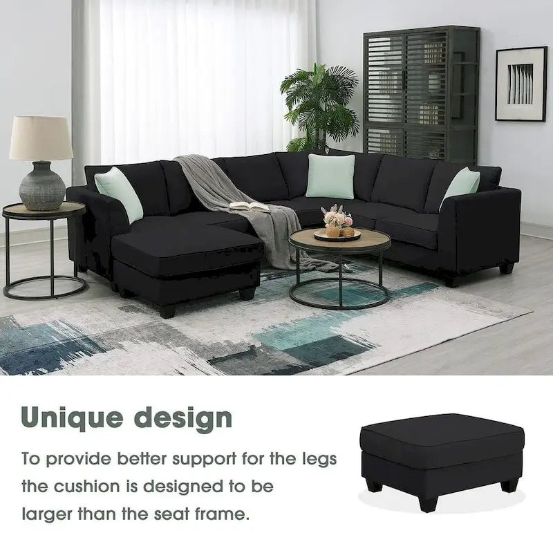 Versatile Reversible Sectional Sofa with Ottoman - Flexible Combination Module 4