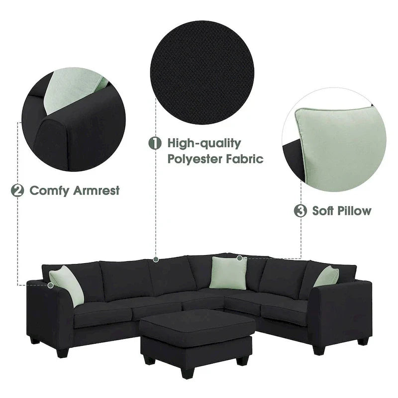Versatile Reversible Sectional Sofa with Ottoman - Flexible Combination Module 5