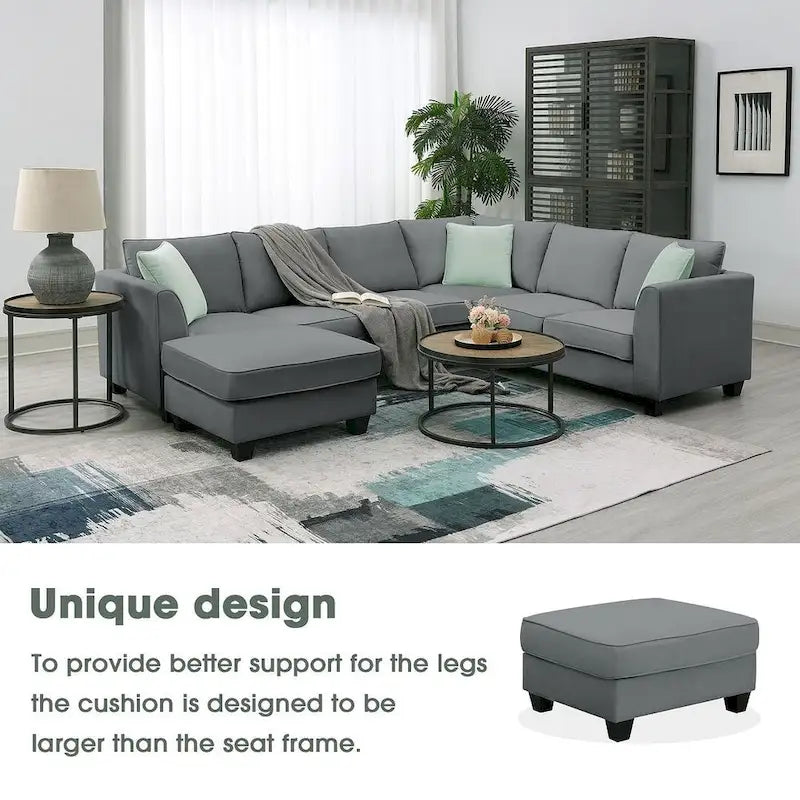 Versatile Reversible Sectional Sofa with Ottoman - Flexible Combination Module 21