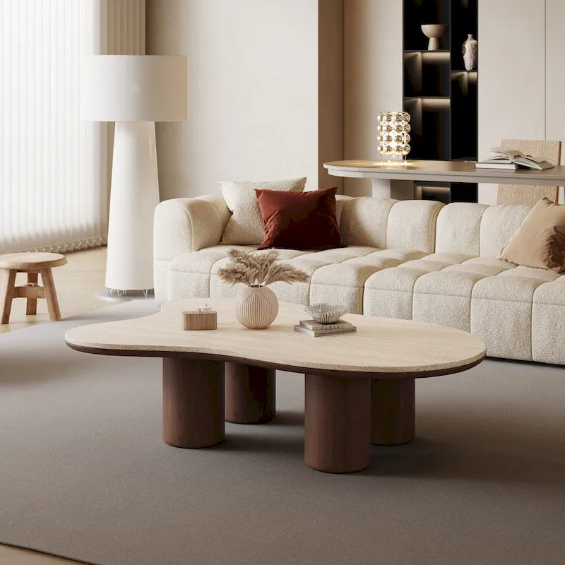 48-Inch Contemporary Cloud-Shaped Coffee Table with Matte Stone Top 1