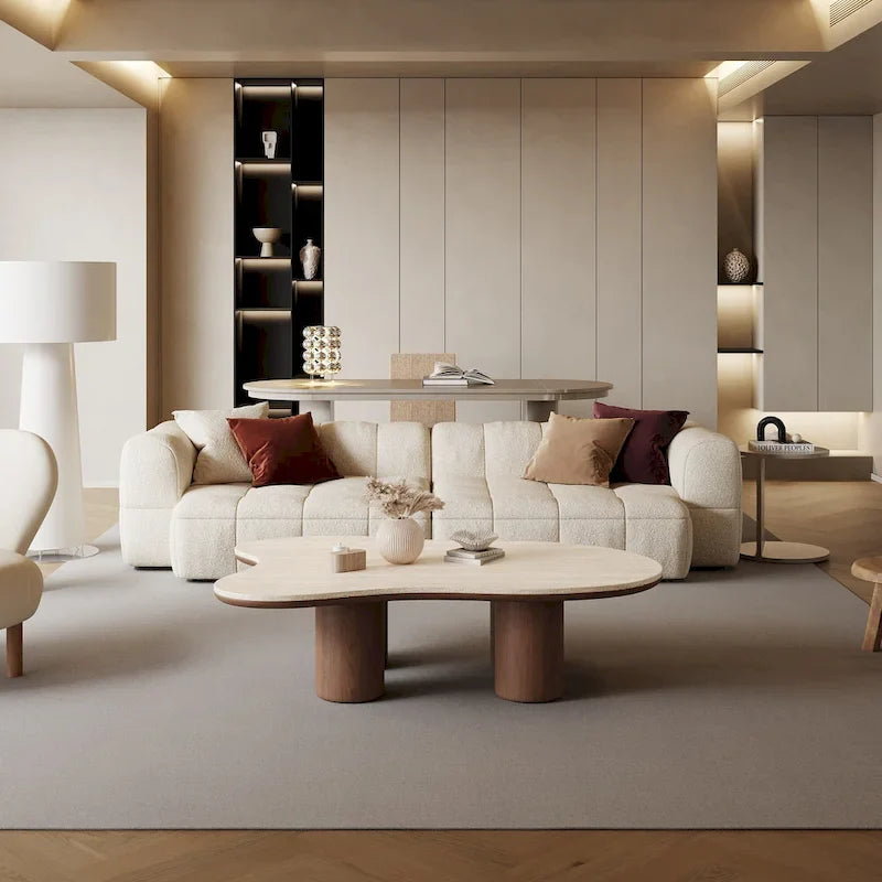 48-Inch Contemporary Cloud-Shaped Coffee Table with Matte Stone Top 3