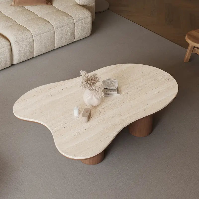 48-Inch Contemporary Cloud-Shaped Coffee Table with Matte Stone Top 4