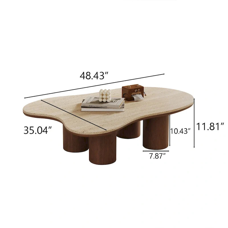 48-Inch Contemporary Cloud-Shaped Coffee Table with Matte Stone Top 5