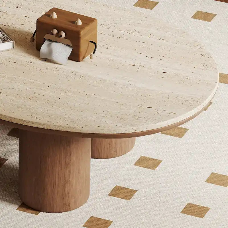 48-Inch Contemporary Cloud-Shaped Coffee Table with Matte Stone Top 6