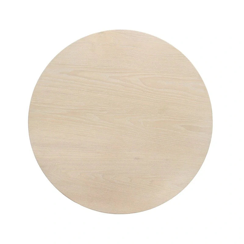 Round Oak White and Black Side Table with Metal Base 5