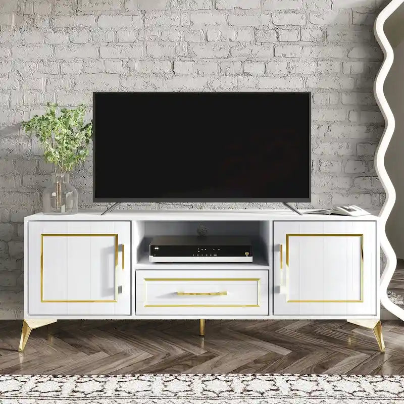 CraftPorch Modern White TV Stand Console - Not Applicable 1