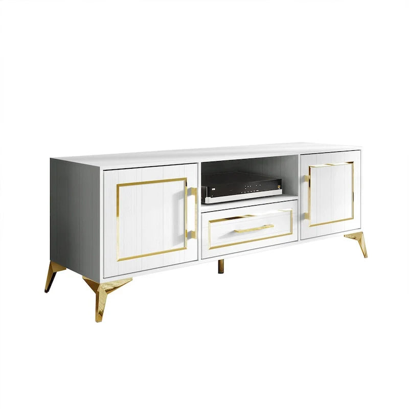 CraftPorch Modern White TV Stand Console - Not Applicable 2