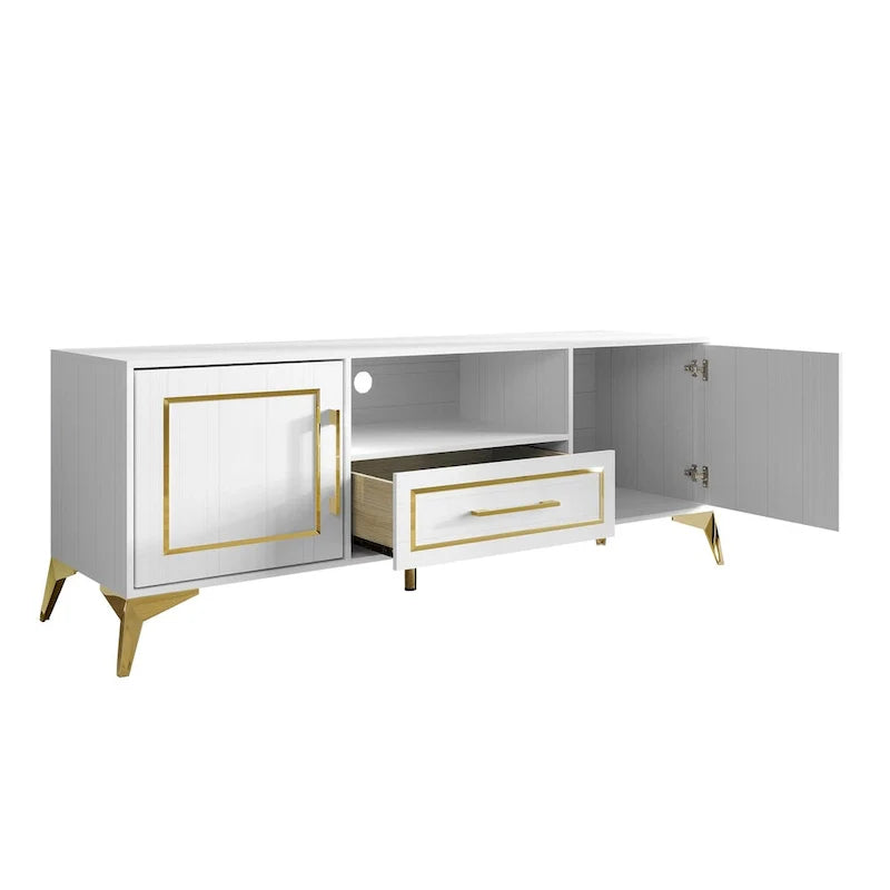CraftPorch Modern White TV Stand Console - Not Applicable 5