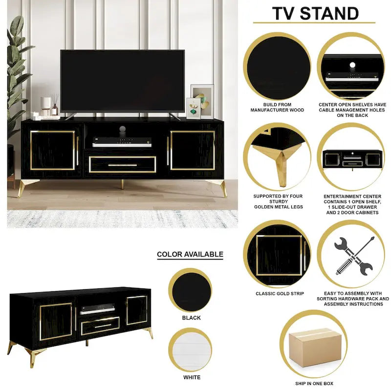 CraftPorch Modern White TV Stand Console - Not Applicable 8