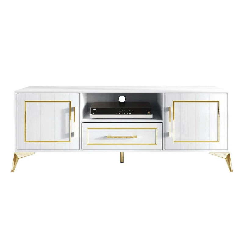 CraftPorch Modern White TV Stand Console - Not Applicable 9