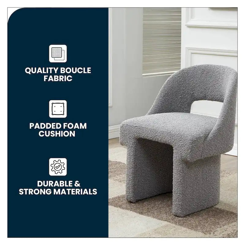 Modern Elegant Boucle Upholstered Accent Chair with MDF Wood Frame for Home Office, Living Room, and Bedroom 16